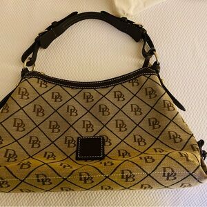 Dooney & Bourke Tan and Brown Monogram Shoulder Bag